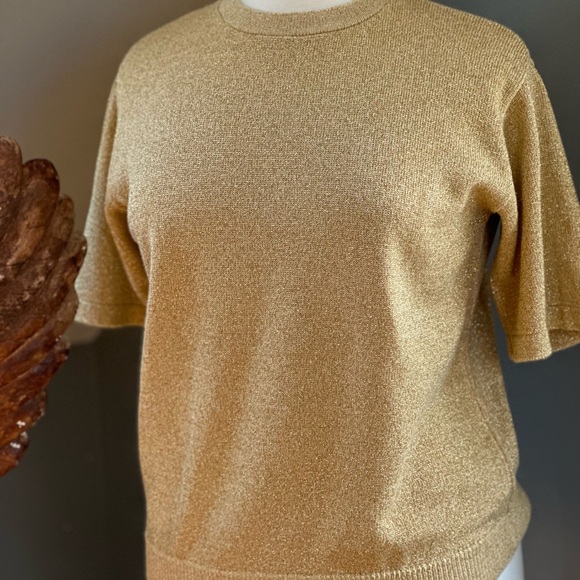 Gold Knit Crew Neck Sweater - Picture 3 of 7